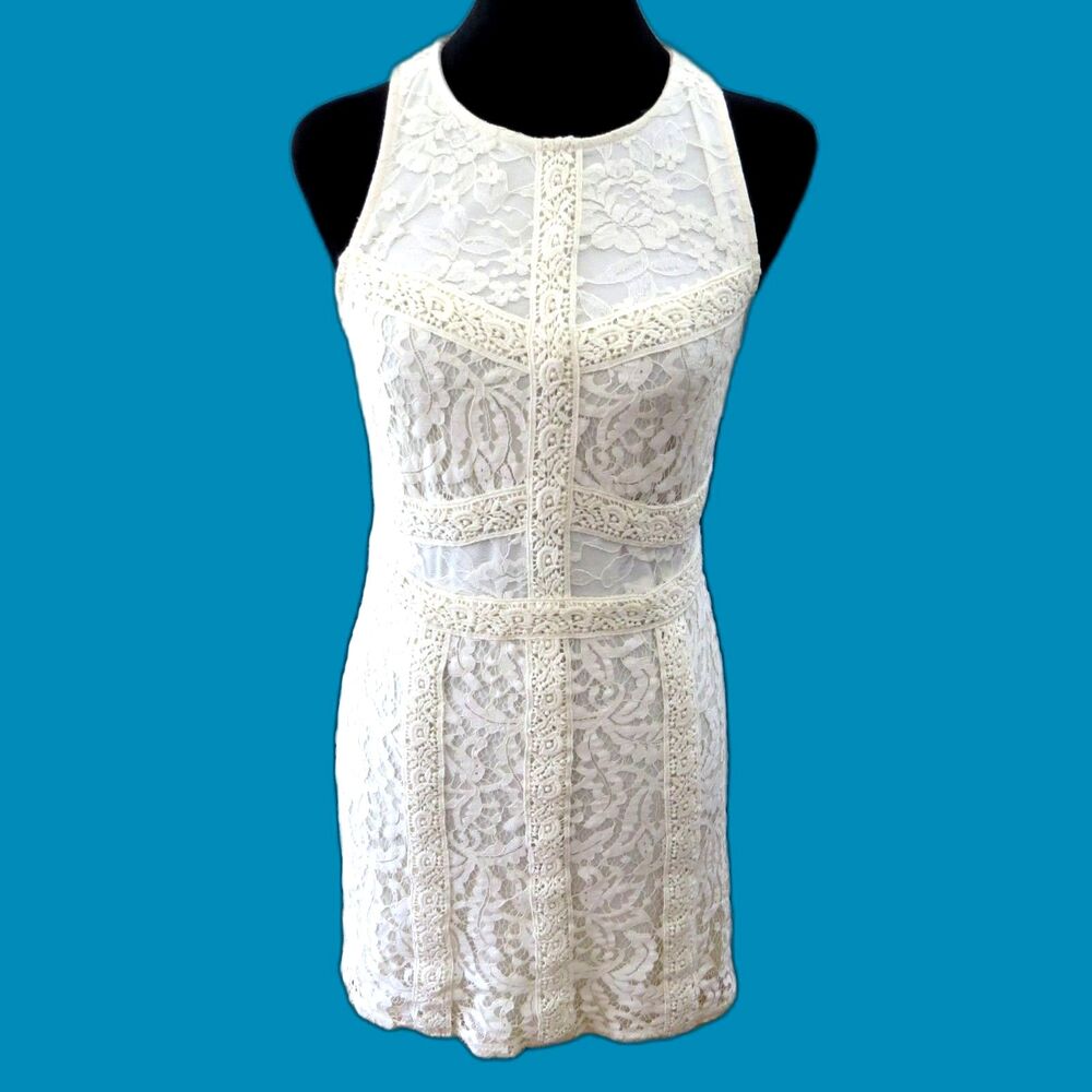Willow & Clay Boho Chic Ivory Lace Sleeveless Dress Body Con Bridal  S EUC - Picture 4 of 9